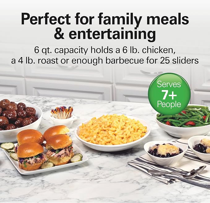 Hamilton Beach 6 Quart Slow Cooker With 3 Cooking Settings | Dishwasher-Safe Stoneware Crock & Glass Lid | Silver | 33665G