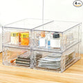 4 Pack Acrylic Storage Drawers, Clear Stackable Storage Drawers, Acrylic Organizers Drawers for Under Sink, Pantry, Bathroom, AcrylicStorage Containers for Makeup Organizers Cosmetic Display, Medium