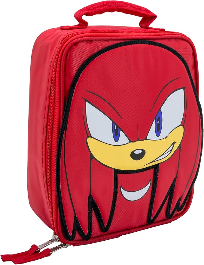 AI ACCESSORY INNOVATIONS Sonic The Hedgehog Insulated Lunch Box, Knuckles Mini Gaming Cooler with 3D Features and Top Padded Handle