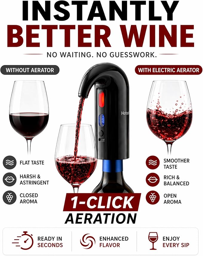 Electric Wine Aerator, Wine Decanter Pump Dispenser Gifts Set,Automatic Wine Aerator Pourer Spout. Wine Dispenser Pump Wine Accessories, Perfect Mothers Day Gifts