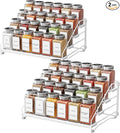 BOIVSHI Spice Organization for Cabinet, Spice Rack Organizer, Spice Rack Organizer for Cabinet, Depth Adjustable Seasoning Organzier Organizer for Cabinet, Countertop, Pantry, Metal, White (2 Pack)
