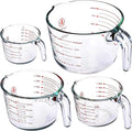 Le’raze Glass Measuring Cups Set of 4 – Heat-Resistant, Easy-Read Measurements, Ergonomic Handle & Pour Spout, Dishwasher Safe, Kitchen Bakeware Liquid Batter Mixing Bowls (1 cup, 2 cup, 4 cup, 8 Cup)