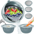 4-1 Colander with Bowl Set - Strainers for Kitchen(Patented), Food Strainers and Colanders, Pasta Strainer with New Upgraded Graters for Fruit, Veggie Washing, Aesthetic Cooking Present - Blue