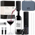 Rechargeable Electric Wine Opener Set with Aerator, Foil Cutter & Vacuum Stoppers – Automatic Wine Bottle Opener Kit with Portable Case – 7 Piece Wine Gift Set (Black Matte)