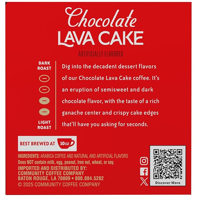 Community Coffee Chocolate Lava Cake Flavored 10 Count Keurig K-Cup Coffee Pods, Medium Roast, 10 Count (Pack of 1)
