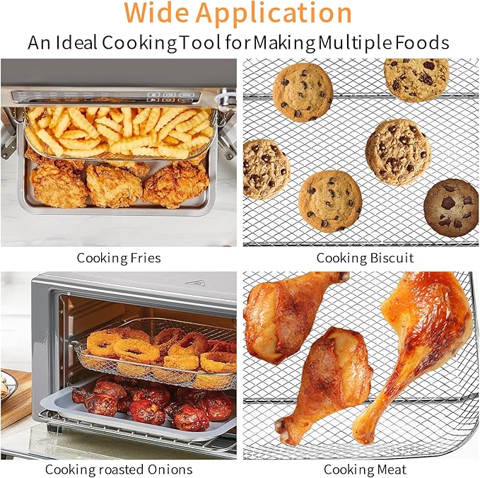 GCQ Air Fryer Basket for Emeril Lagasse Everyday 360 26 QT Extra Large Air Fryer, 12.5''×10.2''×1.3'' Steel Air Fryer Accessories Replacement Parts Wire Rack