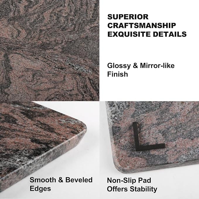 Koville Indian Natural Granite Cutting Board for Kitchen, 16x12inch Large Hand Crafted Stone Slab for Cheese, Charcuterie, Pastry Board - Wedding Gift, House Warming Gift
