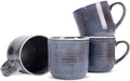 Elanze Designs Glossy Reactive Glaze Large 17 Fluid Ounce Everyday Kitchen Food Grade Ceramic Stoneware Coffee Mug Cup with Comfort Curved Handles, Set of 4, Purple Ombre Blue