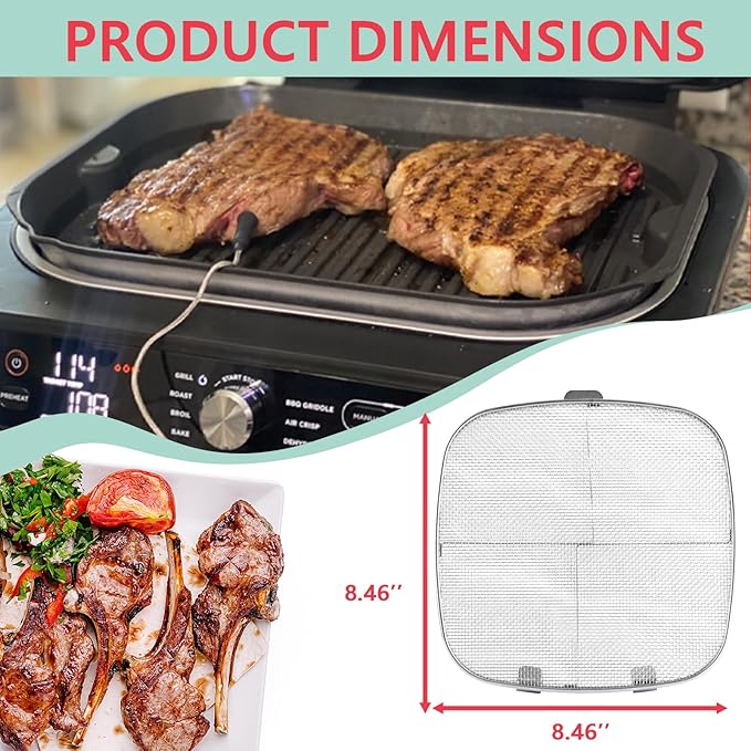 2-Pack Splatter Shield for Ninja AG300 AG301 AG301C AG300C Foodi Air Fryer Accessories, Splash Guard for Ninja 5 in 1 Smart Xl Indoor Grill Mesh Screen, Stainless Steel Splatter Screen