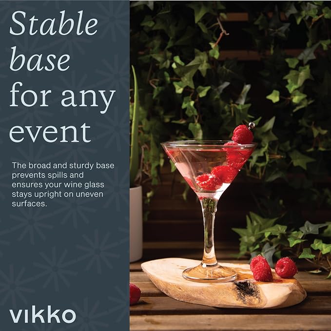 Vikko Martini Glasses Set of 6, 5.2 Ounce Cocktail Glasses with Stem, Elegant Cosmopolitan Glasses for Martinis and Cockatails, Dishwasher Safe, Durable Manhatten Glasses