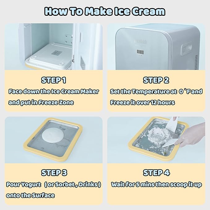 JoyMech Ice Cream Roll Maker Rolled Ice Cream Machine, Sweet Spot Pan, Instant Cold Plate, Ideal for Making Rolled Ice Cream Soft Serve Slushies Frozen Yogurt Sorbet and Gelato (Yellow)