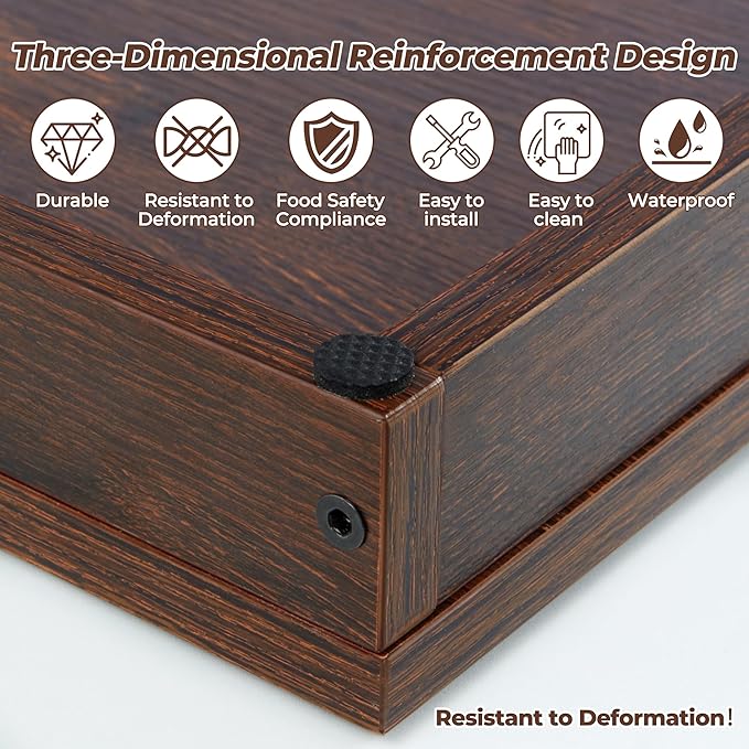 WOLKI Noodle Board Stove Covers for Gas Burners, 30"L x 22"W x 2.4"Th Heavyweight Stove Top Covers for Electric Stove, Buil-in Handles, RV Stove Cover, Wooden Serving Tray, Walnut