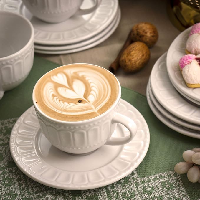 Elama Charlotte 6 Piece Mug Set in White (Pack of 2)