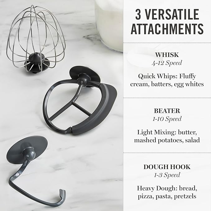 Martha Stewart 5.3Qt Stand Mixer, 12-Speed Tilt-Head Electric Kitchen Mixer with Stainless Steel Bowl, Dough Hook, Whisk & Beater, Splash Guard, Ideal for Baking Bread, Cake & Whipping, Linen Cream