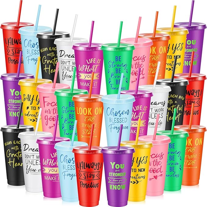 Uiifan 30 Pcs Inspirational Cups Bulk Appreciation Gifts for Employee Coworker Staff Team Thank You Gifts, Office Prizes for Adults Work Party Favors, Associates, Giveaways (Bright Color)