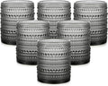 ZMOWIPDL Vintage Glassware Drinking Glasses Set of 6,12 oz Hobnail Glass Cups,Embossed Grey Water Tumbler,for Beer,Cocktail,Whiskey,Juice and Various Mixed Drinks- 1 Cleaning Brush
