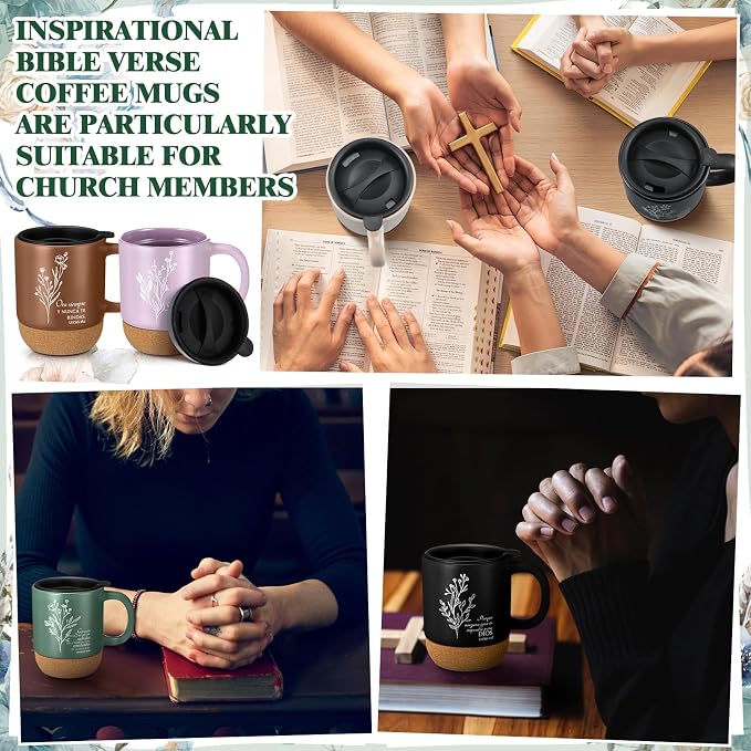 Jingmore 10 Pcs Christian Gift Bulk Religious Mugs with Bible Verse Coffee Cup 15oz for Teacher Nurse Women Men Church Member Employee Mom Dad Clergy Pastor(Boho Flower, Spanish)