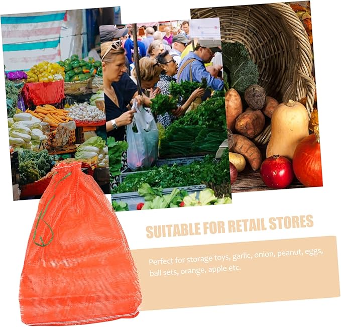 50pcs Mesh Produce Bags Bulk Net Bags Large Storage Containers for Fruits Toys Vegetables