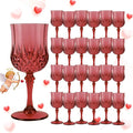 Plastic Wine Glasses, Plastic Goblets Vintage Style Cordial Unbreakable Drinking Glasses, Reusable Drinkware for Wedding Reception, Grand Event Party Supplies (24, Burgundy)