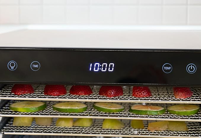 NESCO 8-Tray Stainless Steel Food Dehydrator – Digital Timer, Temp Control, Inner Light, Drip Tray – Jerky, Fruit, Herbs, Dog Treats, 650W, BPA-Free