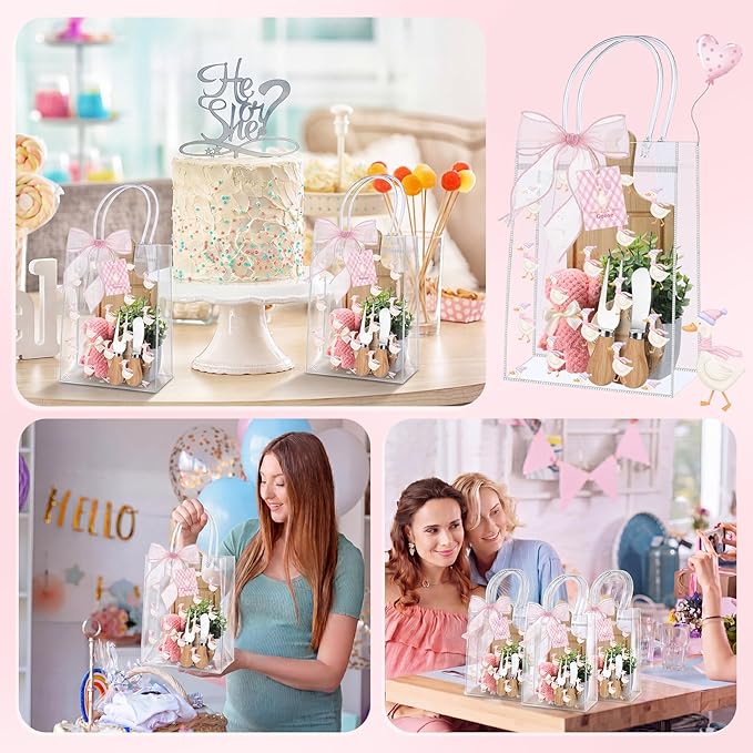 Honeydak 49 Pcs Baby Shower Prizes for Game Players 6 Set Cheese Board Fork Knives Coaster Towel Artificial Potted Plant Thanks Card Gift Bag for Baby Bridal Shower Wedding Favors(One Silly Goose)