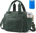 LOVEVOOK Insulated Lunch Bag for Women, PU leather Lunch Box with Shoulder Strap, Wide Opening Adult Large Lunch bags for Work Picnic Beach Family Camping Outdoor Teacher