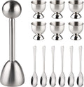 Egg Cracker Topper Set of 13 Egg Cups for Soft Boiled Eggs Tool Set Includes 1 Egg Topper Cracker 6 Egg Cups 6 Spoons (egg cup 13)