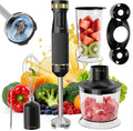 1200W Immersion Blender Handheld, 5-in-1 Variable Speed Emulsifier Hand Blender Stick with Whisk Chopper Milk Frother Mixing Cup and Storage Rack for Kitchen Soup, Purees, Baby Food and Smoothies