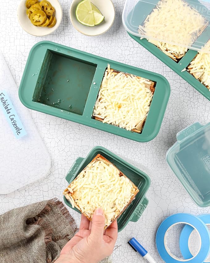 Souper Cubes 2 Cup Silicone Freezer Tray with Lids, Perfect for Storing Lasagna, Leftovers, Sauces, Portioned Meals and More, Silicone Soup Freezer Molds for Meal Prepping - Kale - 2-Pack