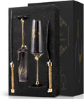 Wedding Cake Knife and Server Set, Champagne Flutes Print Mr and Mrs for Bride and Groom Toasting Glasses Wedding Bridal Shower Gifts