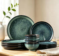 Ceramic tableware set, suitable for 4-piece and 12 piece hand-painted glazed dish and bowl sets, scratch resistant tableware sets, ovens, microwaves, and dishwashers, safe and green