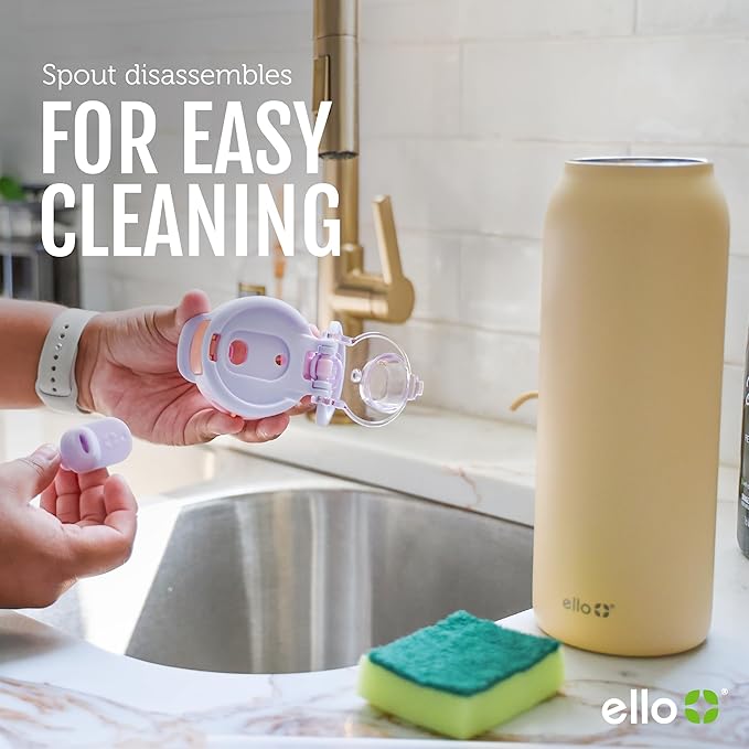 Ello Pop & Fill 32oz Stainless Steel Water Bottle with QuickFill Technology, Double Walled and Vacuum Insulated Metal, Leak Proof Locking Lid, Straw and Chug, Reusable, BPA Free, Full Bloom