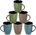 Ceramic Mugs 12oz,Set of 6,Large Ceramic Coffee Mugs for Men, Women, Dad, Mom, Coffee cups,Modern Coffee Mugs With Handle For Tea,Latte,Cappuccino,Cocoa. (6 Pack)