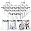 AGH 10OZ sublimation wine tumblers blanks, 50Pack Straight Stainless Steel Tumblers with Lids and Straw, Double Wall Vacuum Insulated Cups Water Tumbler for Hot & Cold Drinks