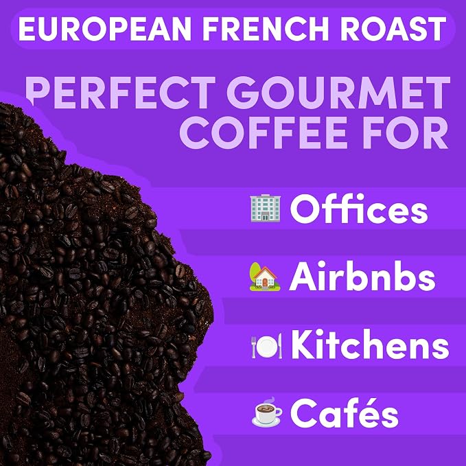 French Roast Whole Bean Coffee | Dark Roast European Coffee Beans | Extra Bold Strong | Low Acid, Specialty Grade | 12 oz