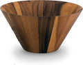 Arthur Court Acacia Wood Serving Bowl for Fruits or Salads Straight Angle Shape Style Large 12 inch Diameter x 7.5 inch Tall Wooden Single Bowl