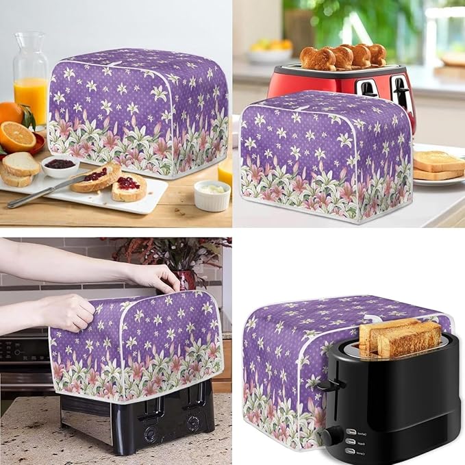 Flower Blender Dust Cover, 2 Slice Toaster Small Kitchen Appliance Cover, Anti Fingerprint and Oil Proof, Universal Fit -L