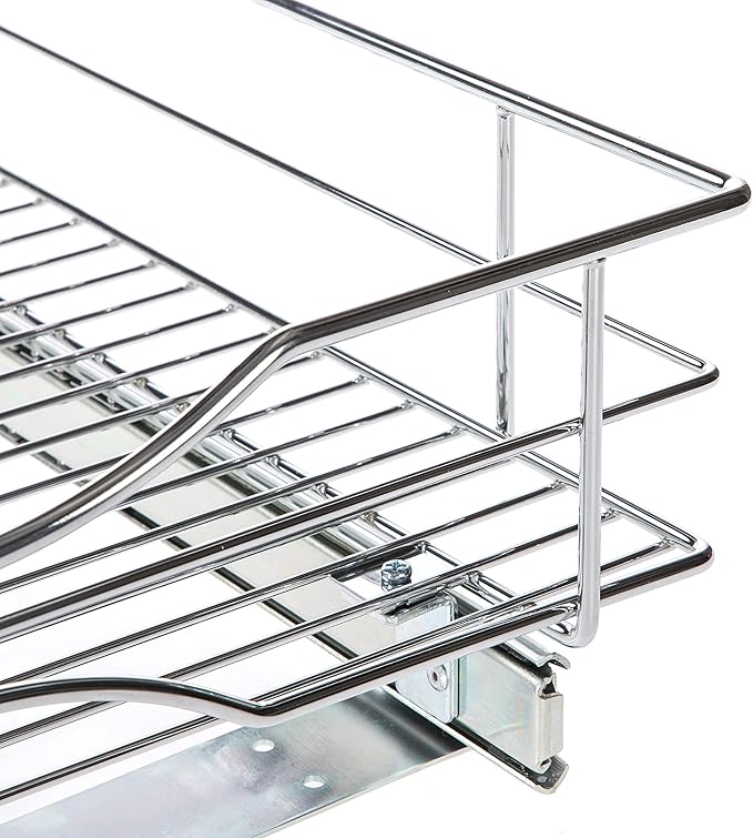 Home Zone Living Pull Out Kitchen Cabinet Organizer with Slide Out Drawer for Space Saving Storage, 17” W x 21” L