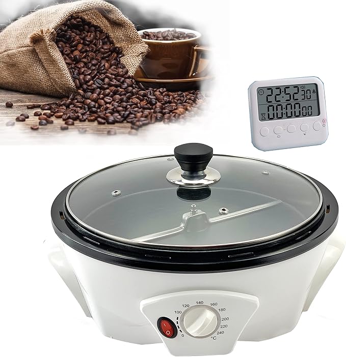 500g Coffee Bean Roaster Household Coffee Roasters Machine with Timer Electric Coffee Beans Roaster 0-240℃ Non-Stick for Cafe Shop Home Use. 110V