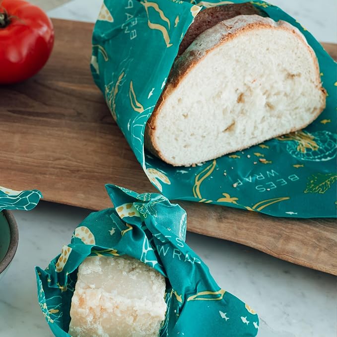 Bee's Wrap Beeswax Wraps for Bread - Beeswax Bread Wrap for Sourdough & Bread Storage - Plastic Free Made in USA Reusable Natural Food Wrap - Ocean