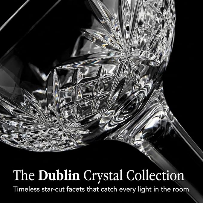 Godinger Champagne Glasses, Champagne Glass Set, Coupes Barware Martini Glasses - Set of 4, 6oz., Dublin Crystal Collection