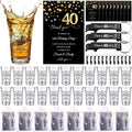 LemonRoad 100 Set 40th Birthday Party Favor for Guest Bulk, 1.4oz Plastic Shot Glasses Cup, Cheers to 40/50/60/70/80 Years Beer Bottle Opener Keychain Thank You Card Gift Bag for Souvenir Party Gift