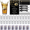 LemonRoad 50 Set 40th Birthday Party Favor for Guest Bulk, 1.4 oz Plastic Shot Glasses Cup, Cheers to 40/50/60/70/80 Years Beer Bottle Opener Keychain Thank You Card Gift Bag for Souvenir Party Gift