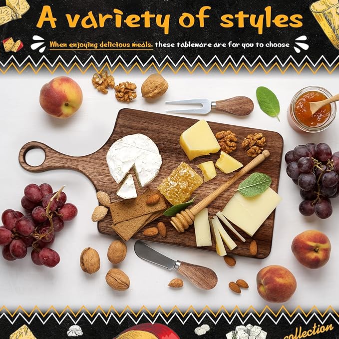 3 Pcs Christmas Gifts Bridal Shower Favor Acacia Wooden Square Cheese Board Gift Set With Knives, Mini Cutting Board Bulk Set, Tags and Boxes for Party Birthday