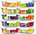 VERONES 10 Pack Glass Meal Prep Containers 2 Compartment Set, 30 OZ Airtight Glass Lunch Containers, Glass Food Storage Containers with Lids, for Microwave, Oven, Freezer & Dishwasher Friendly，White