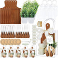 Honeydak 49 Pcs Baby Shower Prizes for Game Players 6 Set Cheese Board Fork Knives Coaster Towel Artificial Potted Plant Thanks Card Gift Bag for Baby Bridal Shower Wedding Favors (Acacia Wood)