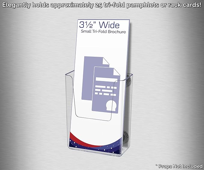 Marketing Holders Magnetic Vertical Business Card Pocket 3.5 Inch Wide Clear Acrylic Sticker Index Cards or Brochure Holders Retail Shops Insurance Office or Realtor