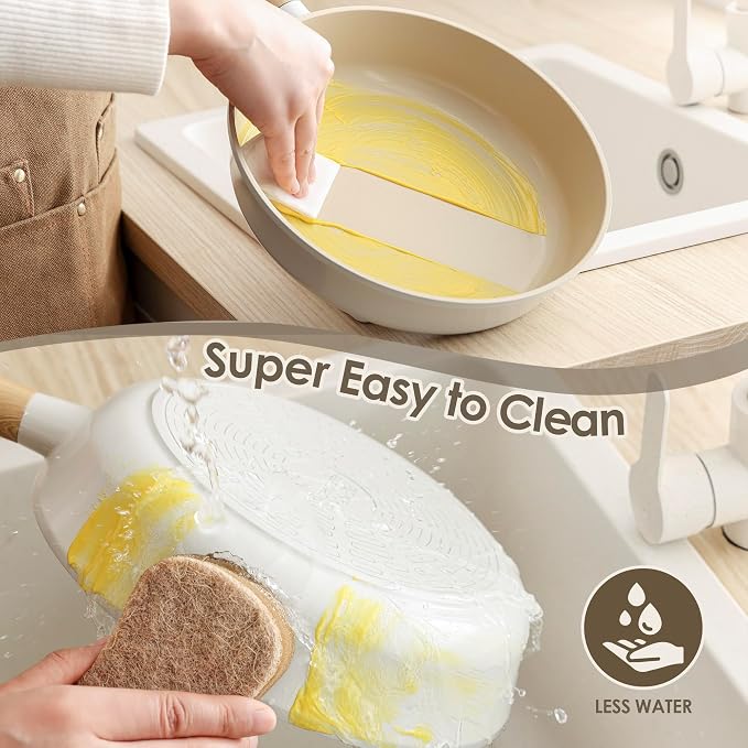 SENSARTE Ceramic Cookware Set 14Pcs, Nonstick Pots and Pans Set, Healthy Non Toxic Induction Cooking Set, Stackable Cookware with Kitchen Utensils, Pot Protectors, PFAS/PTFE Free
