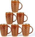 GBhome 20oz Large Coffee Mugs Set of 6, Handmade Tall Ceramic Coffee Mugs with Texture Patterns for Cappuccino, Latte,Hot Cocoa, Dishwasher & Microwave Safe