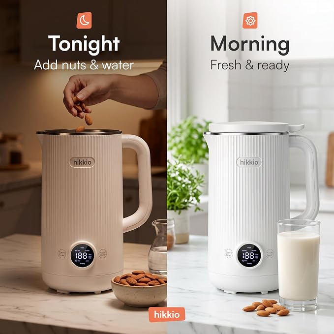 8-in-1 Nut Milk Maker Machine – Homemade Soy, Almond, Oat & Coconut Plant-Based Milk Maker – Delay Start, Keep Warm, Self-Cleaning – 20 oz